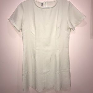 White scalloped mini dress